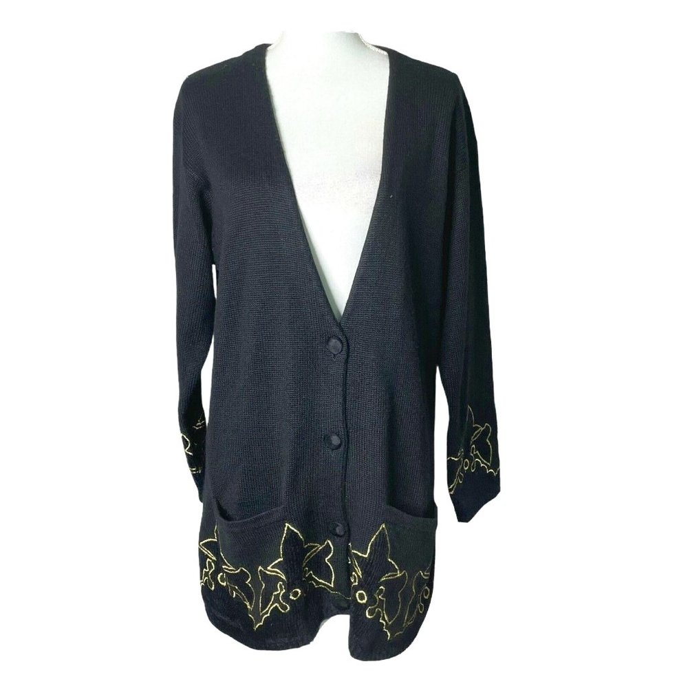 Vintage Theomiles Cardigan Sweater Fleur de Lis